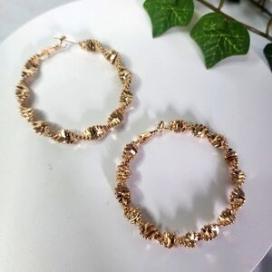 Gold Filled Twisted Design Hoop Earrings New